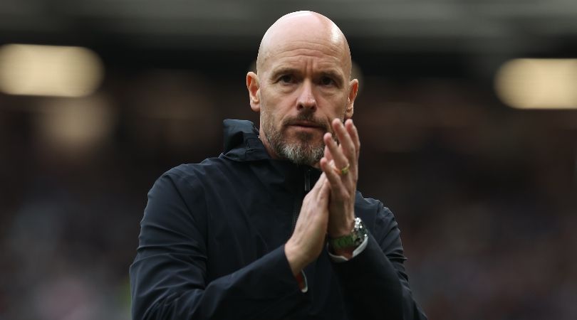 Manchester United manager Erik ten Hag applaids the fans after his side
