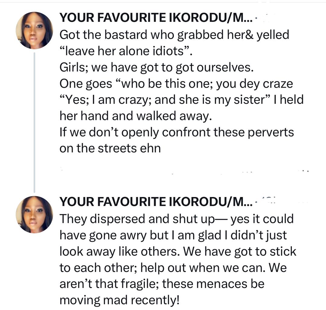 Nigerian lady recounts how she stood up for a lady who was being s�xually harassed by some male traders