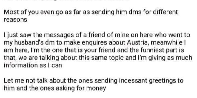 Nigerian woman issues stern warning to friends sliding into her husband