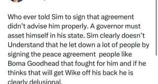 Nigerians react as Rivers state Gov, Sim Fubara, signs peace deal with his predecessor, Nyesom Wike
