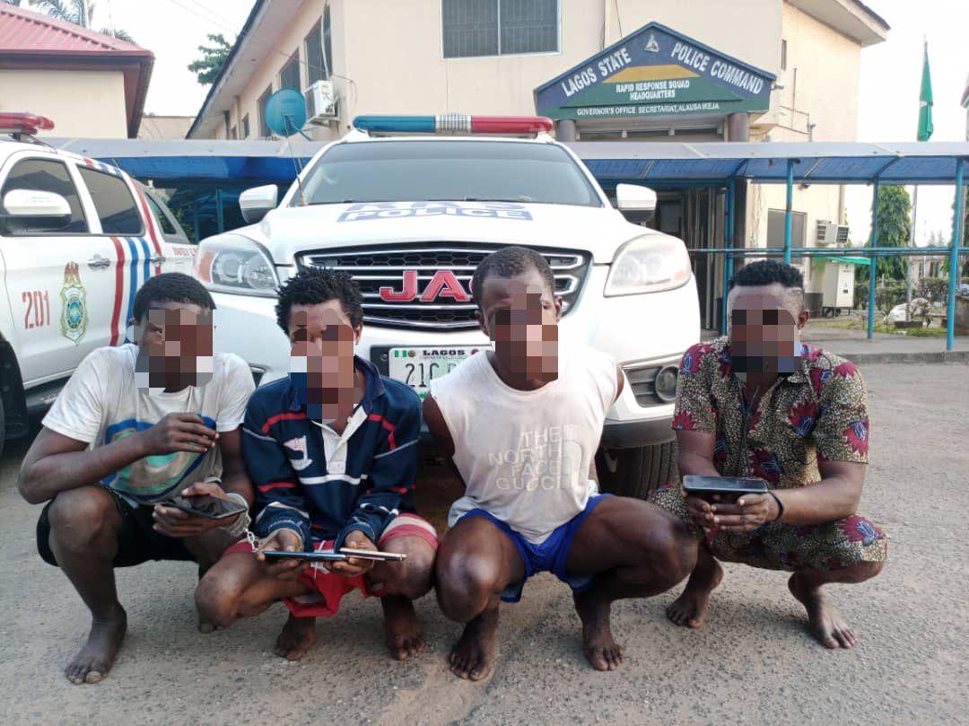 Phones and ATMs recovered after Four traffic robbers were apprehended in Lagos