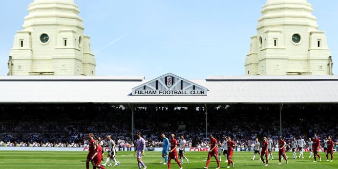Fulham stadium Craven Cottage, with the Wembley Twin Towers