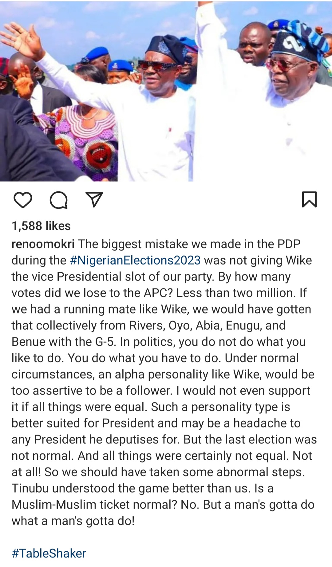 The biggest mistake PDP made was not making Wike Atiku?s running mate - Reno Omokri