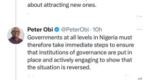 The purchasing power of most Nigerians is nose-diving every day - Peter Obi decries the exit of multinational companies from Nigeria