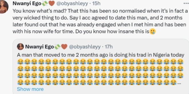 UK based Nigerian woman gobsmacked after discovering man who wooed her two months ago is getting married to his fianc�e of over a year in Nigeria
