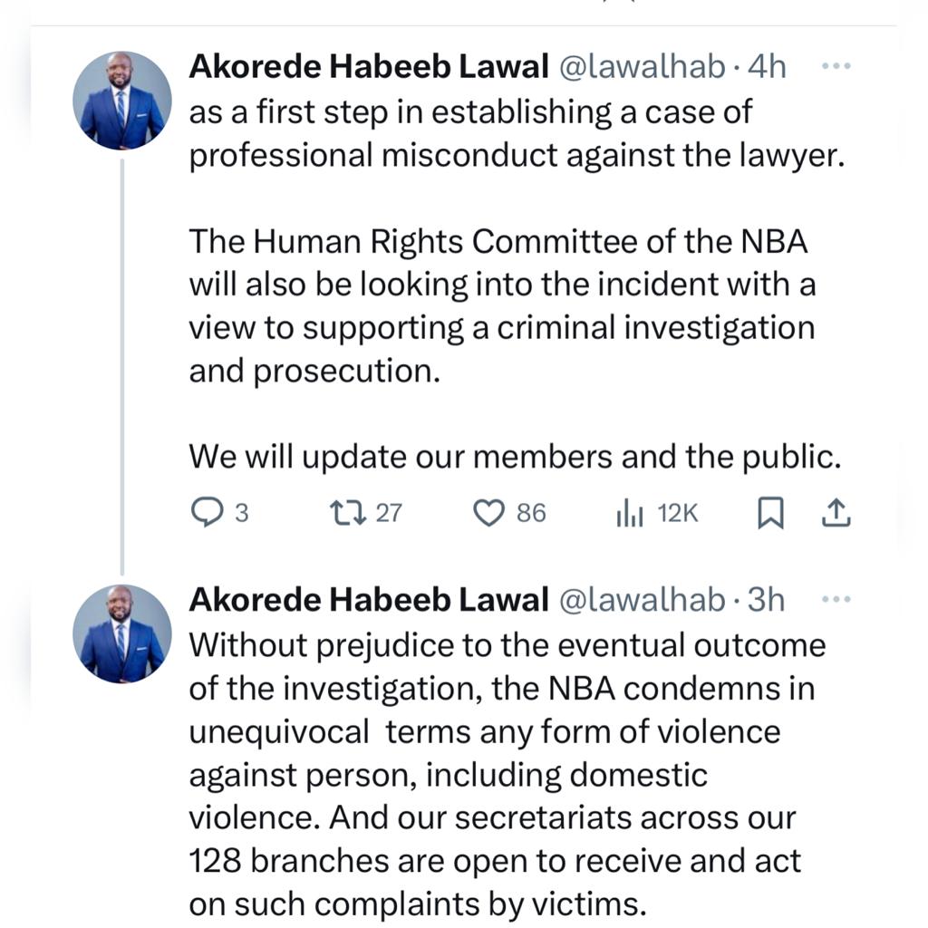 Update: NBA begins investigation into viral video of Uyo based lawyer ass@ulting his wife