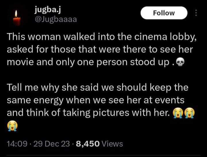 X user shares encounter with an unnamed female filmmaker