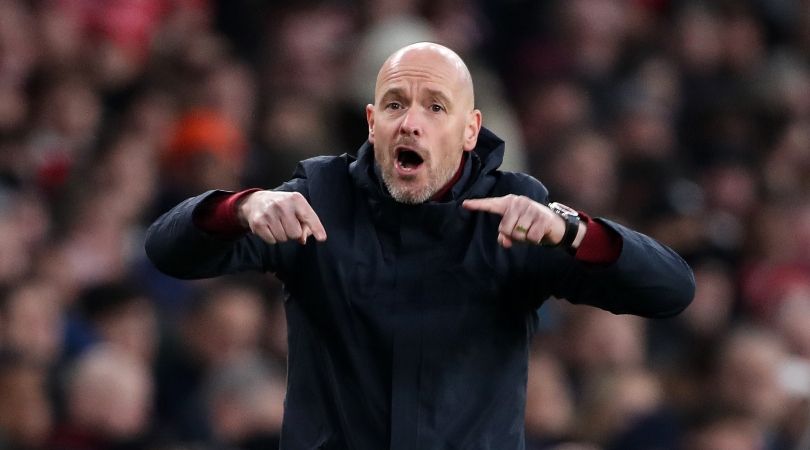 Manchester United manager Erik ten Hag reacts during his side