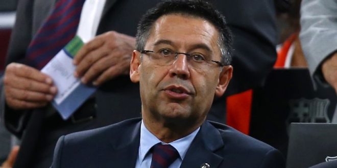 Josep Maria Bartomeu attends a match during his time as president of the Catalan club.