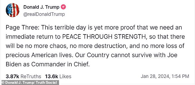 Donald Trump warns