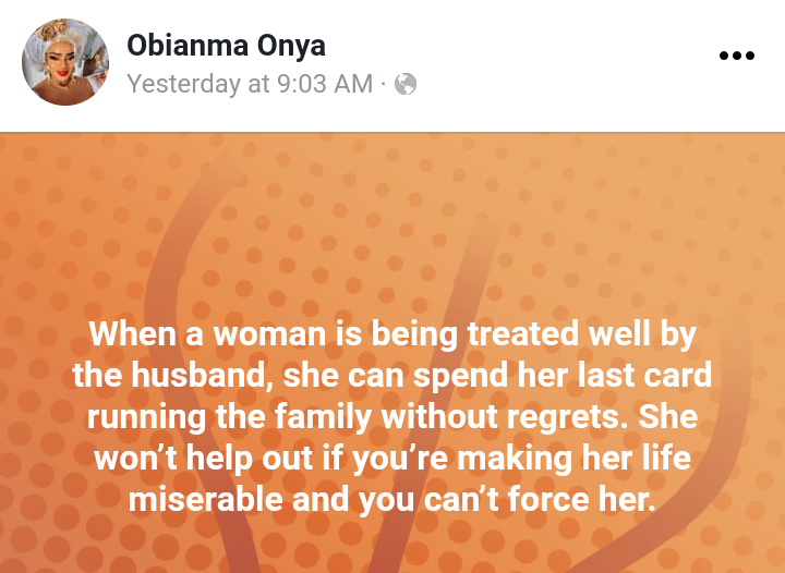 Forcing your wife to contribute her money for running of the house is financial abuse - Nigerian doctor says