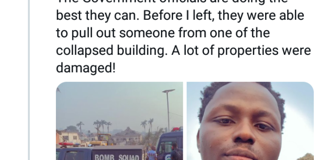 Ibadan explosion: Survivor shares photo of himself covered in dust