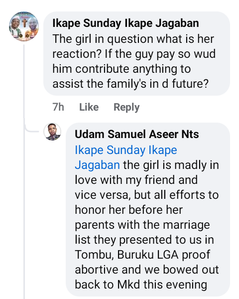 Man unable to marry his Benue girlfriend with N600,000 as her family insists on N1.2m marriage list