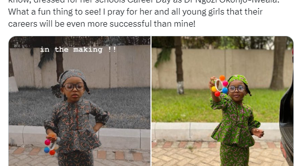 Ngozi Okonjo-Iweala celebrates 3-year-old girl who dressed like her to school (photos)