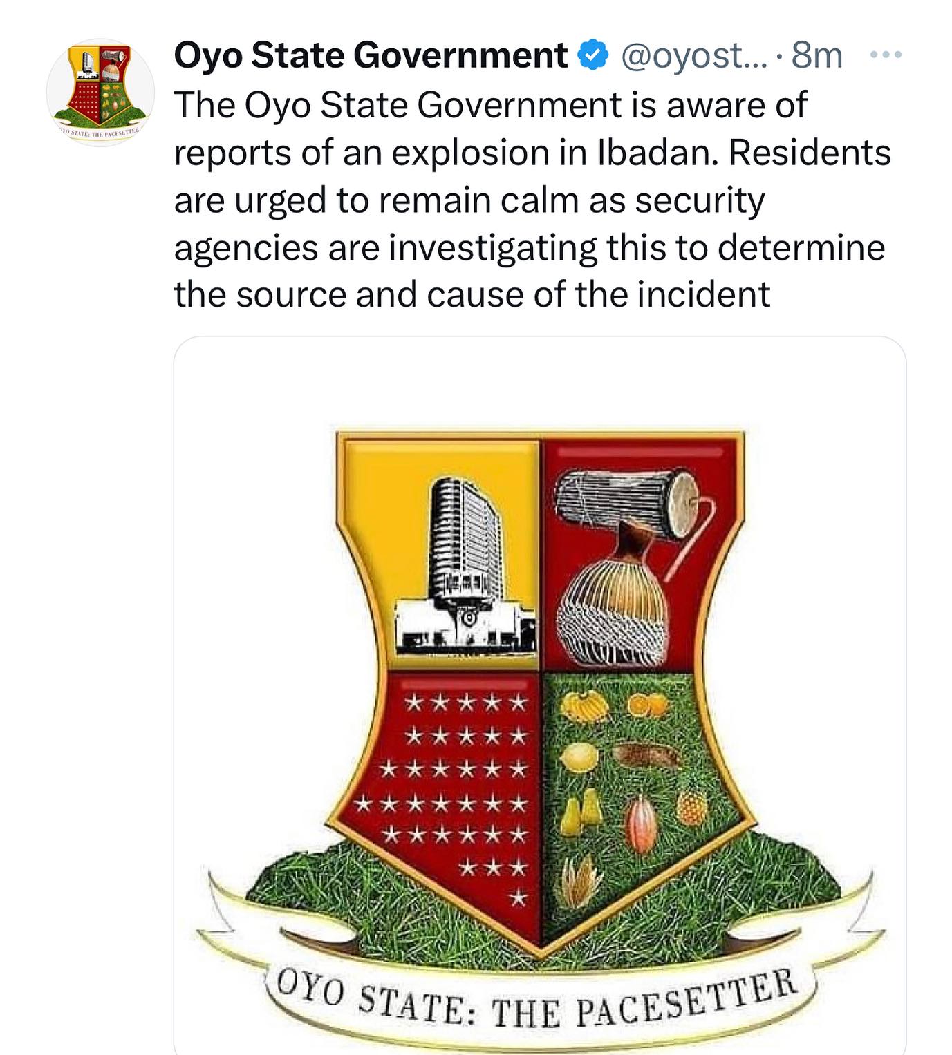 Oyo state government confirm reports of explosion in Ibadan, the state capital