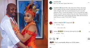 Stay away from Sheila. Stay away from a legally married women, especially the ones from Edo State -  Davido?s aide, Isreal Afeara continues to call out his estranged wife, Sheila