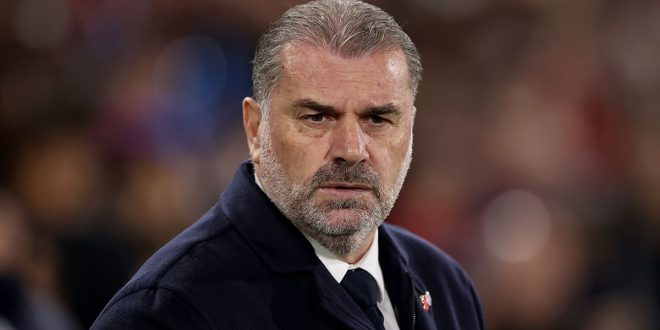 Tottenham Hotspur manager Ange Postecoglou looks on prior to the Premier League match between Crystal Palace and Tottenham Hotspur at Selhurst Park on October 27, 2023 in London, England.