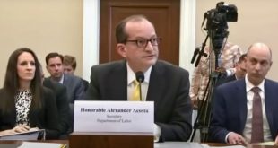 Trump Labor Secretary Alex Acosta, being questioned by Rep. Katherine Clark