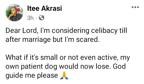 What if "it" is small or not even active? - Nigerian woman considering celibacy till after marriage shares her concern