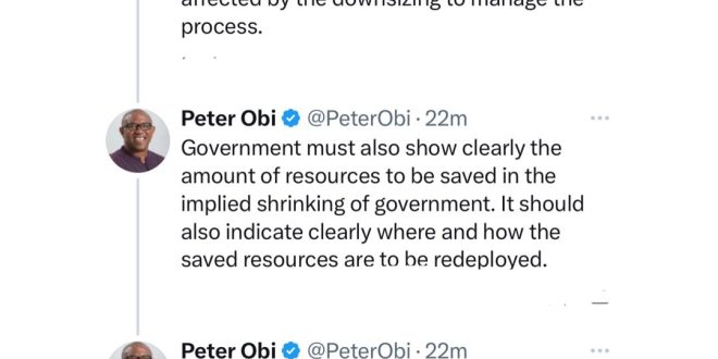 Being in opposition does not warrant blind and thoughtless criticism - Peter Obi aligns with FG?s decision to implement Oronsaye report