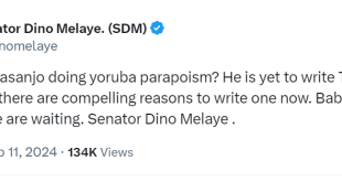Is Baba Obasanjo doing Yoruba parapoism? He is yet to write Tinubu a letter, and there are compelling reasons to write one now - Dino Melaye asks