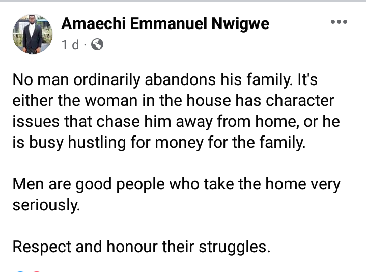 No man ordinarily abandons his family. It