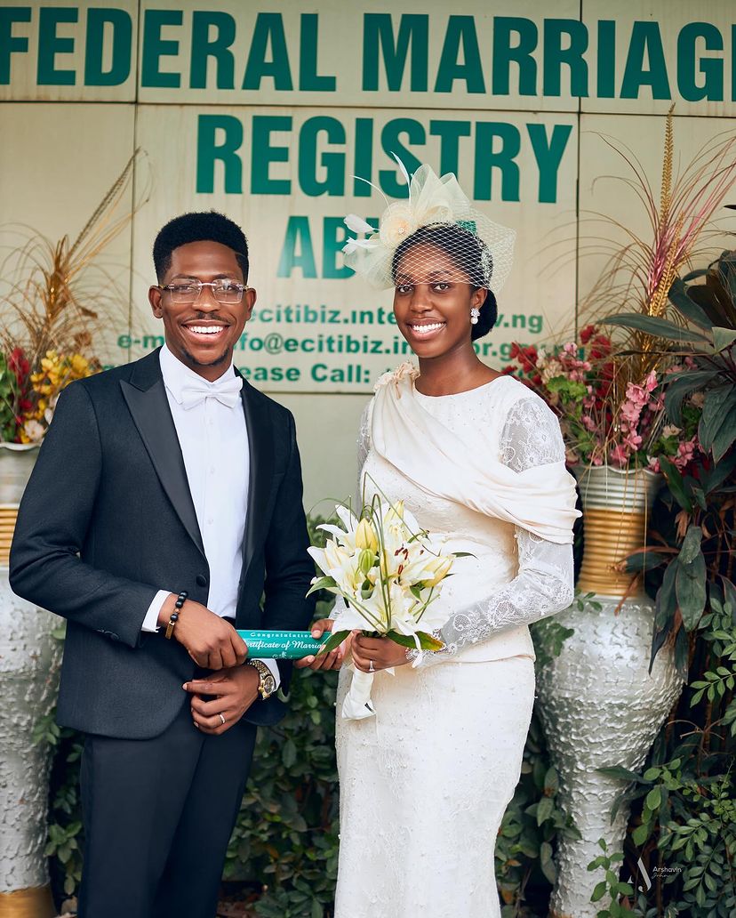 Photos from the civil wedding of gospel artiste, Moses Bliss