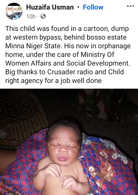 Abandoned newborn baby rescued in Niger State