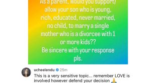 As a parent, would you allow your rich son marry a singe mother? -Actress Uche Elendu asks