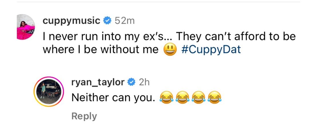 DJ Cuppy?s ex, Ryan Taylor, claps back after she threw shade at her exes