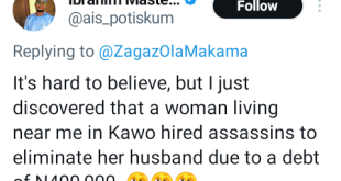 Kaduna police arrest housewife who allegedly hired assassins to kill her husband over N400,000 debt