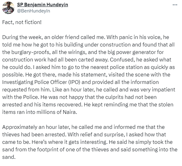 Lagos Police PRO recounts how the name of Jesus helped his friend recover his stolen items that ran into millions of Naira