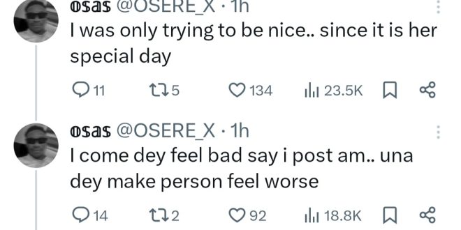 Man shares message he received from a woman after he sent N20k to her