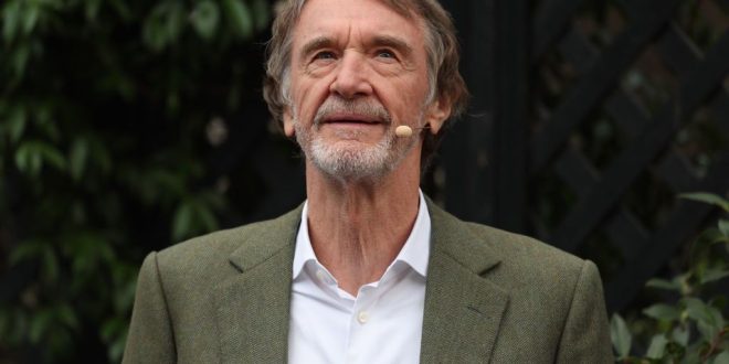 Manchester United owner Sir Jim Ratcliffe speaks during a media event to unveil the company