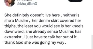 "Muslims need to learn manner of approach" Muslim woman says as she narrates how she had to intervene when a non-Muslim was harassed for her appearance