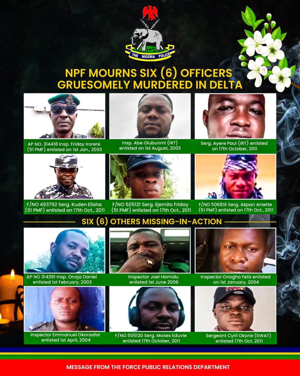 Nigeria Police Force mourns officers killed in an ambush in Delta state