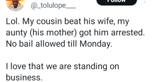 Nigerian woman gets her son arrested for beating his wife