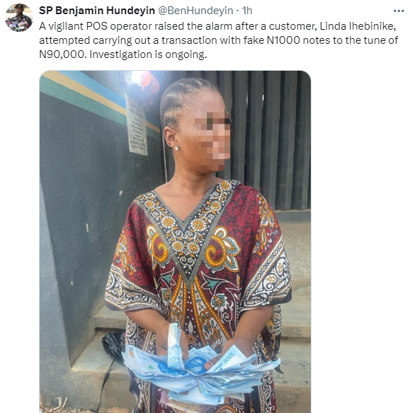 Vigilant POS operator apprehends lady attempting to carry out transaction with fake Naira notes