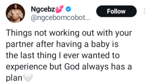 You thought you were extra special when he left his baby mama - Man tells South African woman after she announced end of her relationship