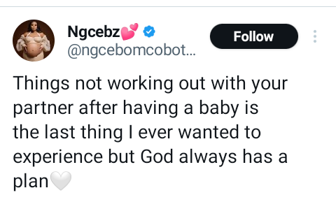 You thought you were extra special when he left his baby mama - Man tells South African woman after she announced end of her relationship