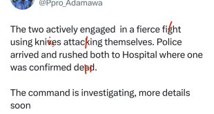 Adamawa police wait patiently in a hospital to arrest injured man who stabbed his friend to death during a minor argument
