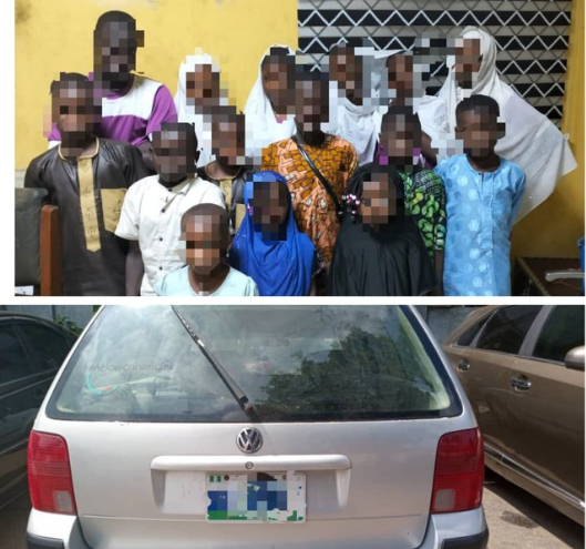 Lagos Police arrest driver for cramming 15 children into a car in Lagos