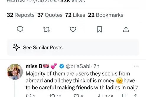 Majority of girls living in Nigeria are users and beggars ? Women abroad lament