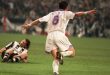 Predrag Mijatovic celebrates scoring the winning goal against Juventus in the 1998 Champions League final
