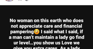 "Stop asking out a lady you cannot maintain. All fingers aren?t equal" - Nigerian woman tells men