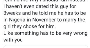UK-based Nigerian man narrates how a guy he dated told him he will travel to Nigeria in November to marry the girl his family chose for him