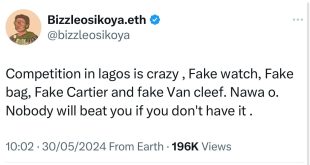 ''Nobody will beat you if you don't have it - Music executive, Bizzle Osikoya, decries the rate at which Lagos 'big boys and gals' rock fake designer pieces