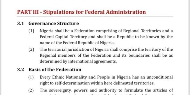 Draft bill proposing regional government in Nigeria trends online