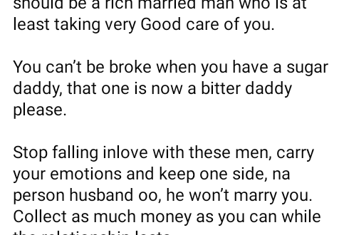 If he is not giving you financial value, leave him and find another person - Nigerian woman queries women who date broke married men
