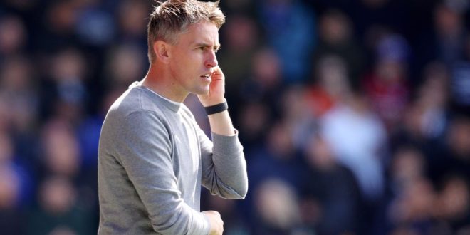 Kieran McKenna, Manager of Ipswich Town, looks on during the Sky Bet League One between Fleetwood Town and Ipswich Town at Highbury Stadium on May 07, 2023 in Fleetwood, England.